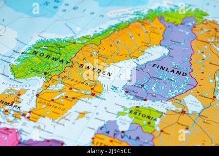 Mapa De Escandinávia - De Noruega, Suécia, De Finlandia E De Dinamarca  Ilustração Stock - Ilustração de europa, vermelho: 153814988
