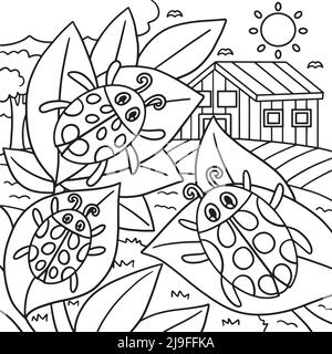 Libro para colorear o página para niños. Ilustración vectorial en blanco y  negro de Ladybug Imagen Vector de stock - Alamy