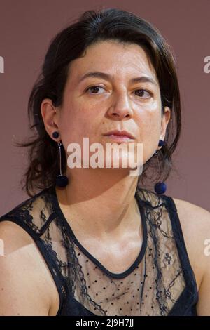 Turín, Italia. 22nd de mayo de 2022. La escritora Samanta Schweglin es invitada de la Feria del Libro de Turín 2022. Foto de stock