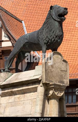 Braunschweig, „Braunschweiger Löwe“ (Kopie) auf dem Burgplatz Foto de stock