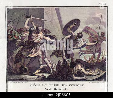 El general romano Gnaeus Marcius Coriolanus en disfraz entrando en la