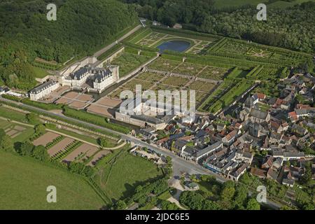 Francia, Indre y Loira, Villandry los jardines del castillo (vista aérea) Foto de stock