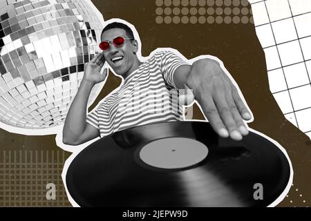 Discos de vinilo en collage de música retro Fotografía de stock - Alamy