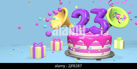 Tarta de cumpleaños con velas número 23 aislado sobre fondo blanco  Fotografía de stock - Alamy