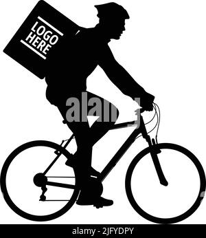servicio de entrega courier montar bicicleta, silueta - vector Ilustración del Vector