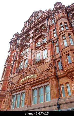 Detalles de The Midland Hotel, classic railway hotel, 16 Peter St, Manchester, Inglaterra, REINO UNIDO, M60 2DS Foto de stock