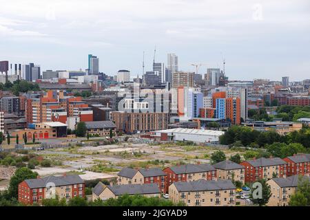 Vista del centro de Leeds desde un ascensor en Armley Foto de stock