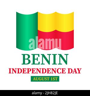 letras do dia da independência do benin com bandeira. feriado nacional  comemora em 1º de agosto