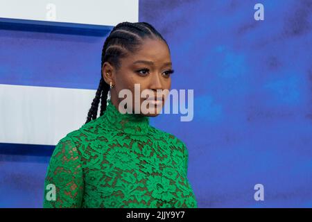 Londres, Reino Unido. 28 de julio de 2022. El miembro del reparto Keke Palmer asiste al estreno británico de la película “Nope” en Odeon Leicester Square. La película se estrenará en los cines del Reino Unido el 12 de agosto. Crédito: Stephen Chung / EMPICS / Alamy Live News Foto de stock