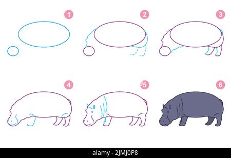 Una ilustración de un hipopótamo, vector, el color de dibujo o ilustración  Imagen Vector de stock - Alamy