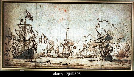 La batalla del Texel (Kijkdum) 11-21 de agosto de 1673 Foto de stock