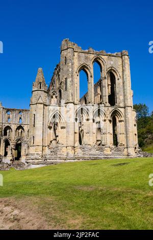 Rievaulx Abbey, Rye Valley Abbey, ruinas cerca de Helmsley, North Yorkshire, Inglaterra. Foto de stock