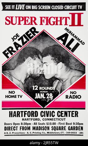 1974 Muhammad Ali vs. Joe Frazier Póster del circuito cerrado Foto de stock