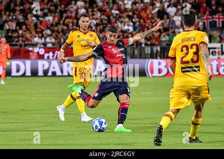 Cagliari, Italia. 21st de Ago de 2022. Logo Cagliari Calcio, Serie BKT  durante Cagliari Calcio vs AS Cittadella, partido de fútbol italiano Serie B  en Cagliari, Italia, agosto de 21 2022 Crédito