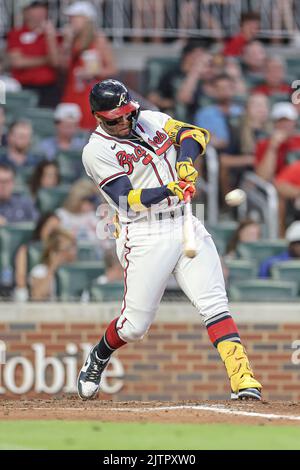 Photo: Atlanta Braves catcher Brian McCann and pitcher Luke Jackson embrace  - SLP2019052613 