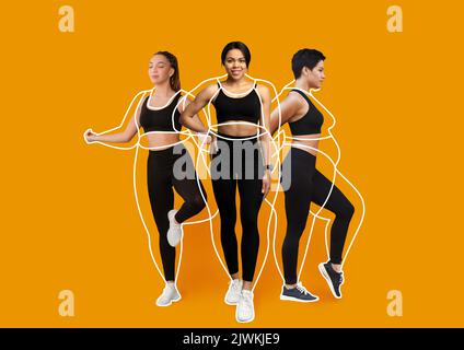Collage de diferentes ejercicios físicos aislado sobre un fondo blanco  Fotografía de stock - Alamy