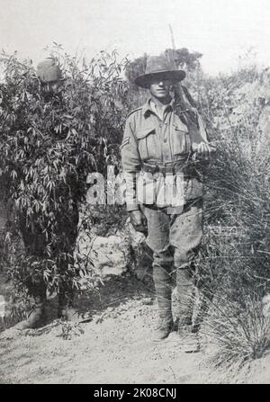 Un francotirador turco en Anzac durante la campaña de Galípoli en la Primera Guerra Mundial Foto de stock