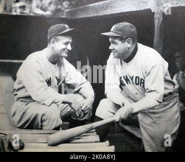 Otto Miller, left, of the Brooklyn Dodgers, and Babe Ruth, of the Boston  Braves, shake hands at the Dodgers-Braves game in Boston, Ma., on April 19,  1935. (AP Photo Stock Photo - Alamy