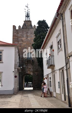 La torre del reloj, Caminha, Portugal Foto de stock