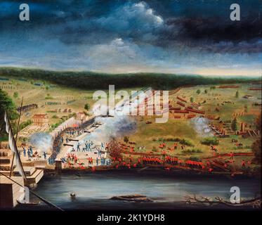 La Batalla de Nueva Orleans, 8th de enero de 1815, pintura al óleo sobre lienzo de Jean Hyacinthe de Laclotte, 1815
