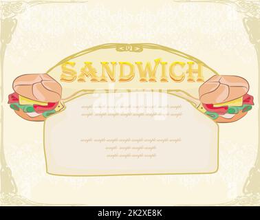Horizontal de fondo grunge con sandwich Foto de stock