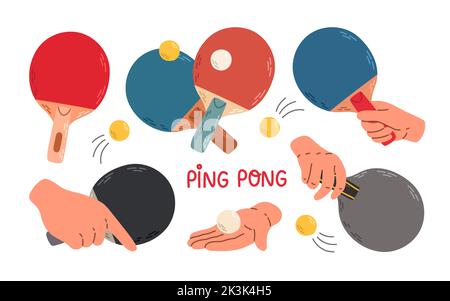 Conjunto de raquetas de juego para el icono de ping pong Ilustración del Vector