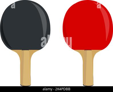 Raquetas de ping pong negro y rojo, ilustración, vector sobre fondo blanco. Ilustración del Vector