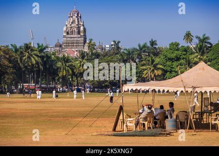 Cricket en el Oval Maidan en Mumbai / Bombay, India Foto de stock