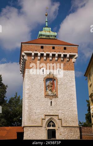 Torre de la Puerta de Saint-Florian, Cracovia, Polonia. Foto de stock