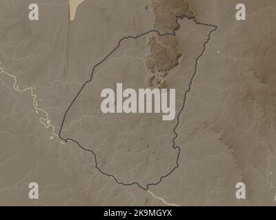 Guidimaka, región de Mauritania. Mapa de altura en color con lagos y