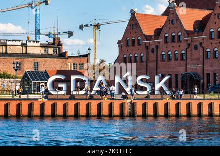 Señal de la ciudad de Gdanks, Gdansk. Polonia Foto de stock