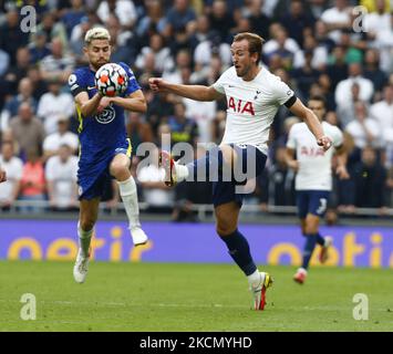 Harry Kane del Tottenham Hotspur durante la Premier League entre Tottenham Hotspur y Chelsea en el Tottenham Hotspur Stadium , Londres, Inglaterra, el 19h de agosto de 2021 (Foto de Action Foto Sport/NurPhoto)