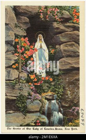 La Gruta de Nuestra Señora de Lourdes, Bronx, Nueva York, Cuevas, Colección de los Hermanos Tichnor, Tarjetas postales de Estados Unidos Foto de stock