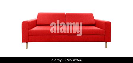 muebles de color rojo sofá cama multifunción con aislado sobre un fondo blanco. Con trayecto de recorte Foto de stock