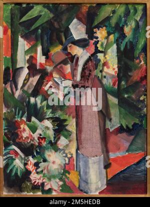 August Macke (1887-1914), Paseo entre las flores, 1912. Spaziergang en Blumen. Alte Nationalgalerie, Berlín. Óleo sobre lienzo Foto de stock