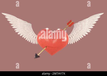 El día de San Valentín icono 3d, arco cupido y flecha con el corazón  Fotografía de stock - Alamy