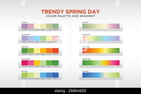 Cor tendência de moda primavera verão 2024 guia de paleta de cores da moda  pinceladas de cor de tinta com nomes amostras fácil de editar modelo  vetorial para seus projetos criativos
