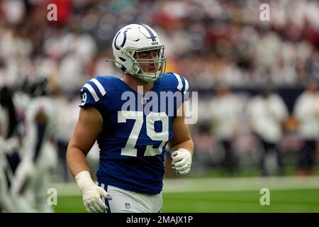 Indianapolis Colts offensive tackle Bernhard Raimann (79) leaves the field  with an injury during a NFL football game aJacksonville Jaguars, Sunday,  September 18, 2022 in Jacksonville, Fla. (AP Photo/Alex Menendez Stock  Photo - Alamy