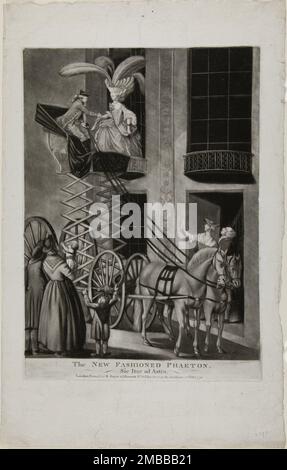 The New Fashion Phaeton, 22 de febrero de 1776. 'SIC ITUR ad Astra', (así uno va a las estrellas). Atribuido a Philip Dawe. Foto de stock