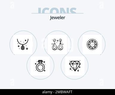 Línea de joyería Pack Icon Design. ornamento. moda. collar. joyas Imagen Vector de stock - Alamy