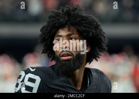 Las Vegas Raiders safety Trevon Moehrig (25) during an NFL football game  against the Baltimore Ravens, Monday, Sept. 13, 2021, in Las Vegas. (AP  Photo/Rick Scuteri Stock Photo - Alamy