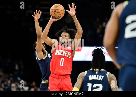 FILE - Houston Rockets' Jalen Green poses during an NBA basketball media  day, Monday, Sept. 26, 2022, in Houston. The NCAA's name, likeness and  image policy has had little impact on NBA