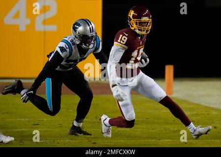 Carolina Panthers cornerback Myles Hartsfield (38) stands with teammates  during an NFL football game against the Cincinnati Bengals, Sunday, Nov. 6,  2022, in Cincinnati. (AP Photo/Emilee Chinn Stock Photo - Alamy