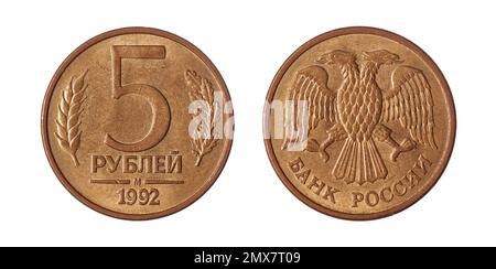 Monedas de Rusia. Federación de águila bicéfala representada en la  Federación 25 monedas conmemorativas rublo Fotografía de stock - Alamy