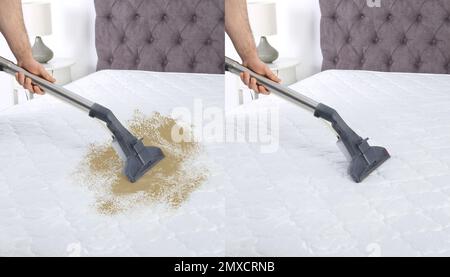 La limpieza con aspirador de ácaros colchón eliminador de polvo con lámpara  UV Fotografía de stock - Alamy