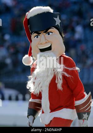 New England Patriots mascot Pat Patriot steps out of kiddie pool wearing  rubber waders and a fishing vest during the primiere of a new Bass Pro  Shops store being constructed on the