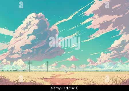 Anime dibujo paisaje con fondo pastel de color. IA generativa Fotografía de stock - Alamy Anime dibujo paisaje con fondo pastel de color. IA generativa Fotografía de stock - Alamy