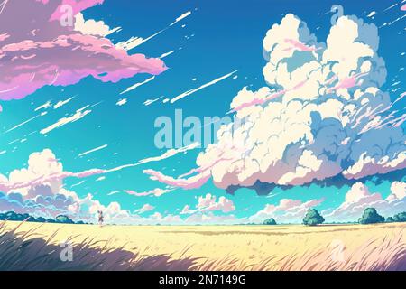 Anime dibujo paisaje con fondo pastel de color. IA generativa Fotografía de  stock - Alamy