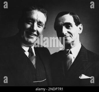 American composer Irving Berlin, right, photographed with Irish tenor Count John MacCormack, shown Feb. 20, 1944, after he had made a hurried trip to Dublin from Belfast to visit his old friend whom he had not seen for eleven years. (AP Photo)