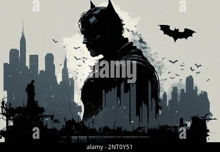 Silueta de Batman con el Vaquero Roto Fotografía de stock - Alamy